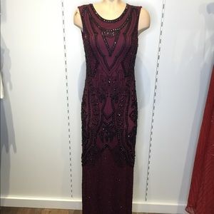 Brand new wine beaded gown